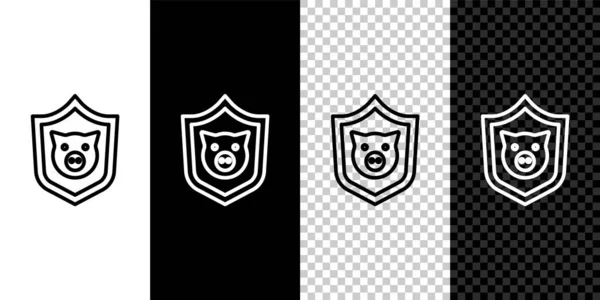 Set Line Shield Con Icono Cerdo Aislado Sobre Fondo Blanco — Vector de stock