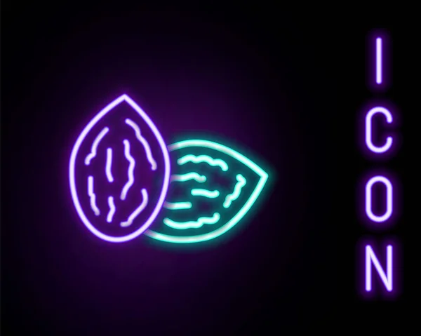 Leuchtende Neon Line Samen Eines Bestimmten Pflanzensymbols Isoliert Auf Schwarzem — Stockvektor
