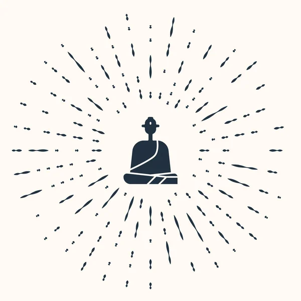 Grey Buddhist Monk Robes Sitting Meditation Icon Isolated Beige Background — Stock Vector
