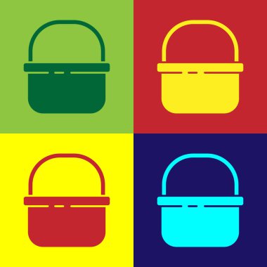 Pop Art Basket simgesi renk arkaplanında izole edildi. İnternetten satın alma konsepti. Servis tabelası. Alışveriş arabası sembolü. Vektör.