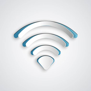 Kağıt, gri arkaplanda izole edilmiş kablosuz internet ağ simgesi simgesini kesti. Kağıt sanatı tarzı. Vektör.