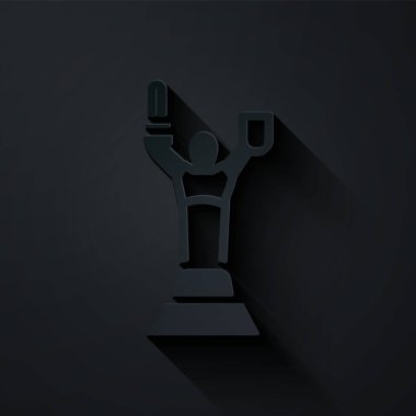 Kağıt, Ukrayna 'nın simgesi olan Kiev' deki Ana Anavatan Anıtı 'nı siyah arka planda izole etti. Kağıt sanatı tarzı. Vektör.