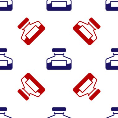 Mavi ve kırmızı mürekkep şişesi ikonu beyaz arka planda izole edilmiş pürüzsüz desen. Dolma kalem için el yazısı malzemeleri. Vektör.