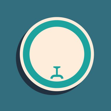 Yeşil arka planda yeşil bisiklet tekerleği simgesi izole edildi. Bisiklet yarışı. Tekerlek havası. Spor malzemeleri. Uzun gölge tarzı. Vektör.