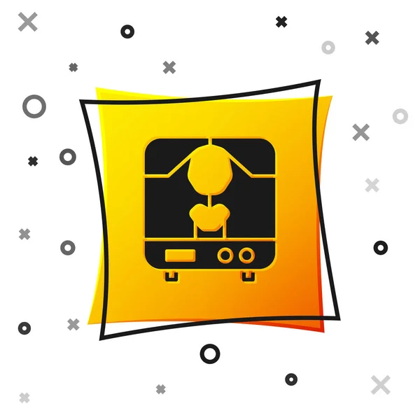 Schwarzes Röntgengerät Symbol Isoliert Auf Weißem Hintergrund Gelber Quadratischer Knopf — Stockvektor