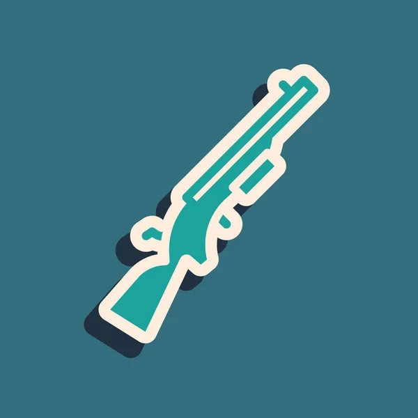 Icono Escopeta Verde Aislado Sobre Fondo Verde Pistola Caza Estilo — Vector de stock