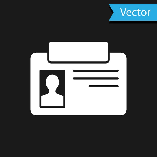 Icono Identificación Blanca Aislado Sobre Fondo Negro Puede Utilizar Para — Vector de stock