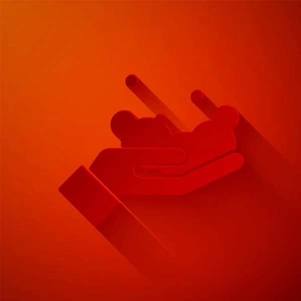 Pappersklipp Tvätta Händerna Med Tvål Ikon Isolerad Röd Bakgrund Tvätta — Stock vektor