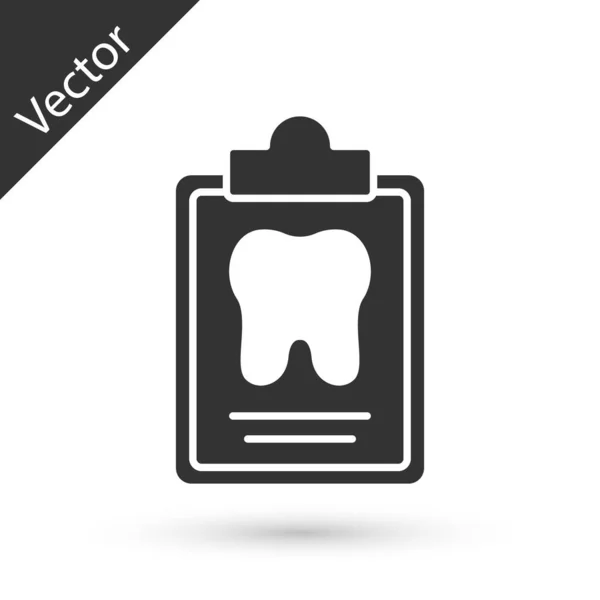 Graue Zwischenablage Mit Zahnarztkarte Oder Patientenakte Auf Weißem Hintergrund Zahnzusatzversicherungen — Stockvektor
