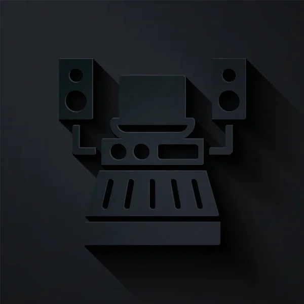 Paper Cut Hudba Nahrávání Zvuku Studio Řídící Místnost Ikonou Profesionálního — Stockový vektor