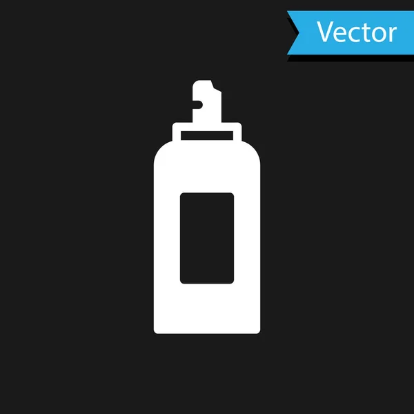 Pintura Blanca Spray Puede Icono Aislado Sobre Fondo Negro Vector — Vector de stock