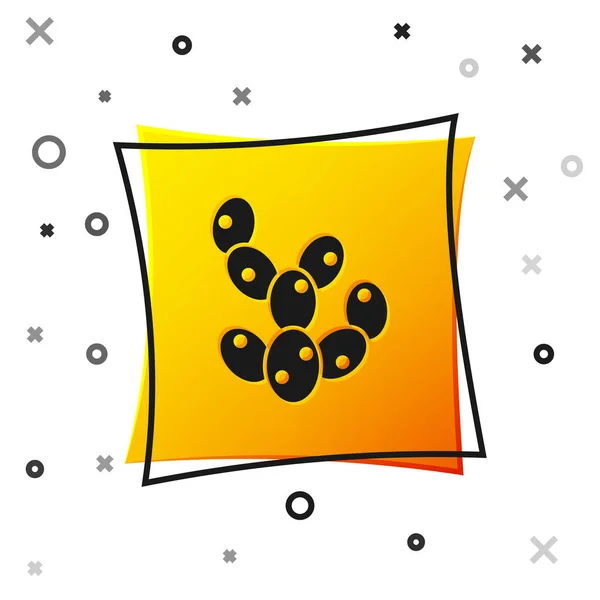 Ikona Czarnego Kaktusa Odizolowana Białym Tle Żółty Kwadratowy Przycisk Wektor — Wektor stockowy