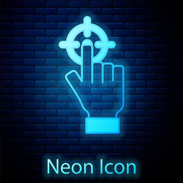 Neon Incandescente Obiettivo Obiettivo Finanziario Icona Concetto Isolato Sfondo Muro — Vettoriale Stock