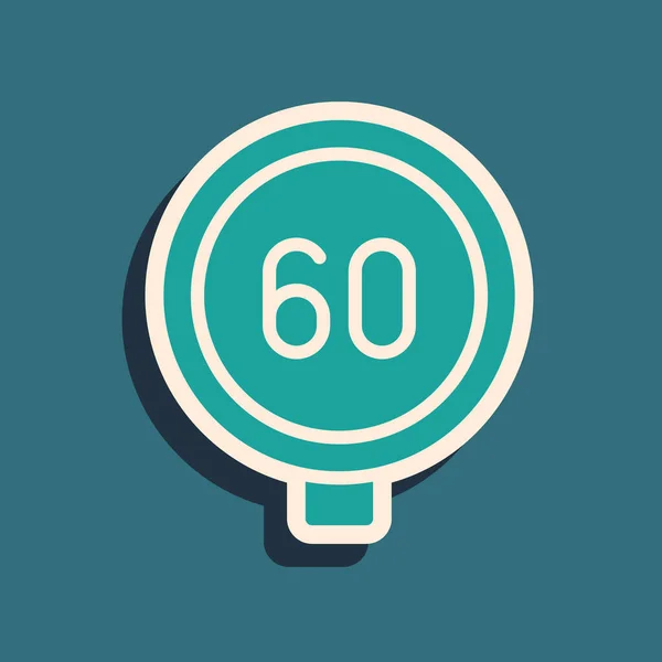 Green Speed Limitar Señal Tráfico Icono Aislado Sobre Fondo Verde — Archivo Imágenes Vectoriales