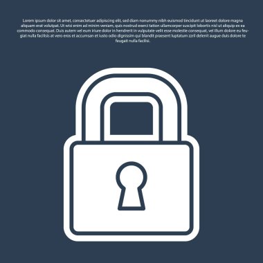 Mavi çizgi kilidi simgesi mavi arkaplanda izole edildi. Asma kilit işareti. Güvenlik, güvenlik, koruma, gizlilik kavramı. Vektör.