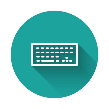 Siyah Bilgisayar klavye simgesi beyaz arkaplanda izole edildi. Bilgisayar bileşeni işareti. Sıvı şekilli soyut pankart. Vektör.