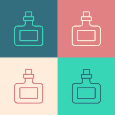 Pop sanat eseri sos şişesi ikonu renk arkaplanında izole edilmiş. Ketçap, hardal ve fast food için soslu mayonez şişeleri. Vektör.