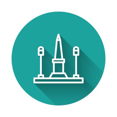 Fransa 'nın başkenti Paris' teki Place De La Concorde 'da uzun gölgeli beyaz hat. Yeşil daire düğmesi. Vektör.