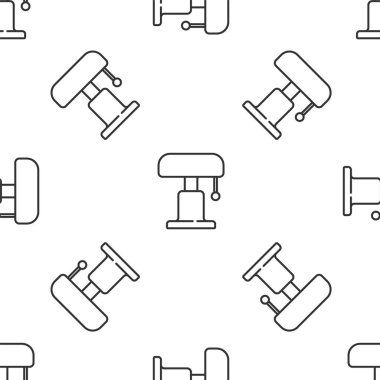 Gri çizgi masa lambası ikonu beyaz arka planda izole edilmiş pürüzsüz desen. Vektör.