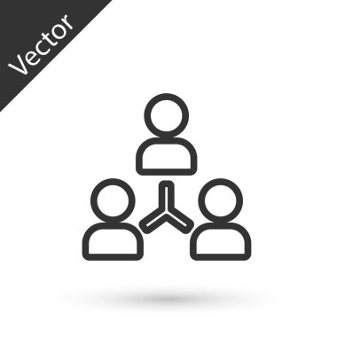 Gri Çizgi Proje Ekibi üs simgesi beyaz arkaplanda izole edildi. İş analizi ve planlama, danışmanlık, takım çalışması, proje yönetimi. Vektör.