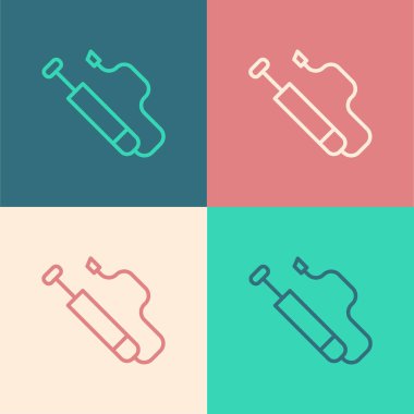 Pop sanat eseri bisiklet hava pompası ikonu renk arkaplanında izole edildi. Vektör.