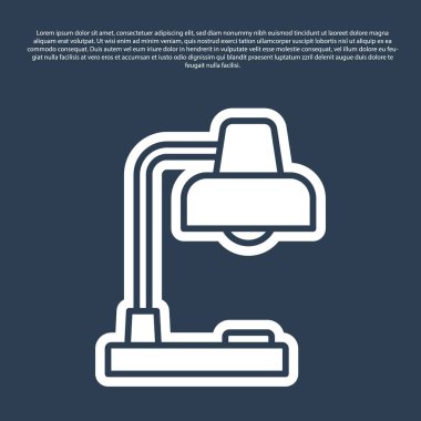 Mavi çizgi masa lambası simgesi mavi arkaplanda izole edildi. Masa lambası. Vektör