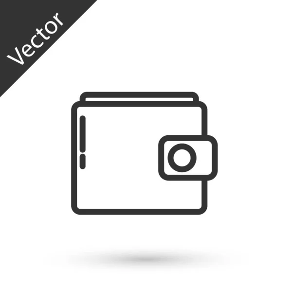 Gris Línea Wallet Icono Aislado Sobre Fondo Blanco Icono Del — Vector de stock