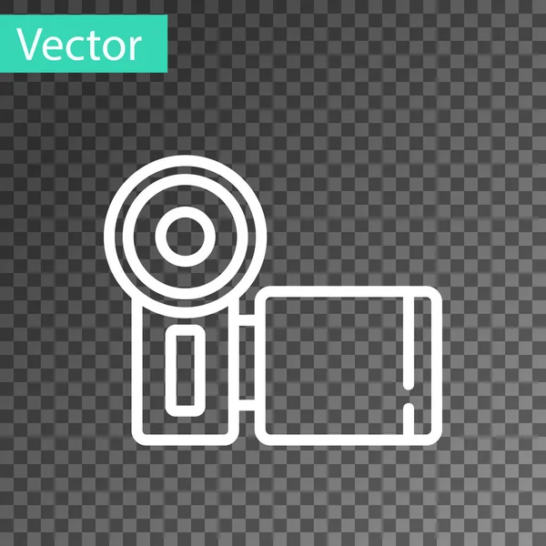 Línea Blanca Icono Cámara Cine Aislado Sobre Fondo Transparente Videocámara — Vector de stock