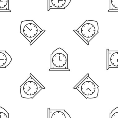 Gri çizgi saat simgesi beyaz arka planda kusursuz desen izole etti. Zaman sembolü. Vektör