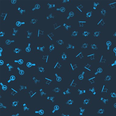 Dağları bayrak, bayrak, kafa avcılığı ve büyüteçle kusursuz desenleri aramak için ayarla. Vektör