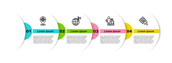 Definir Linha Destino Planeta Com Bandeira Xadrez Modelo Infográfico Negócios — Vetor de Stock