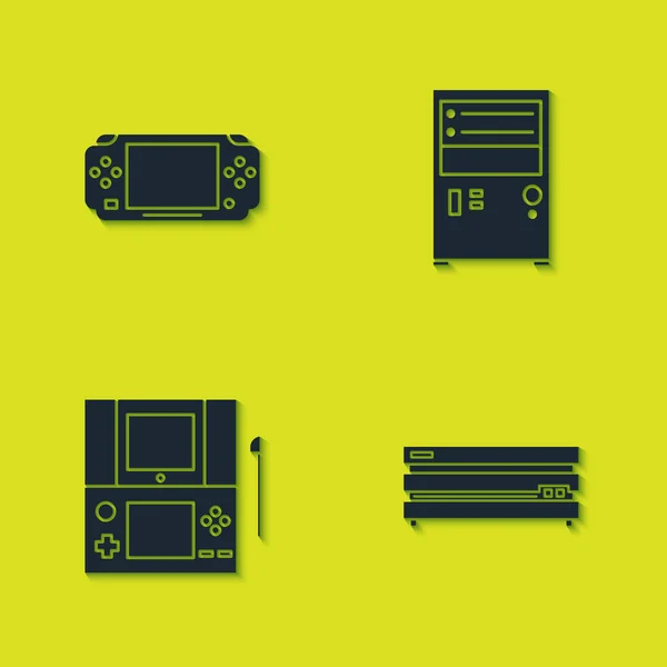 Set Portable Video Game Console Video Computer Icon Vector — Archivo Imágenes Vectoriales