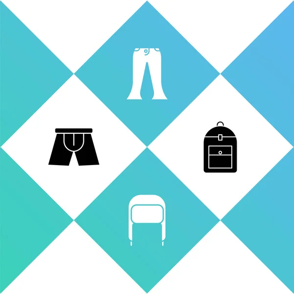 Set Men Underpants Winter Hat Ear Flaps Pants Backpack Icon — Vettoriale Stock