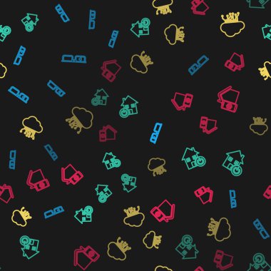 Set line Smart glasses, home, Internet of things and remote control system on seamless pattern. Vector.