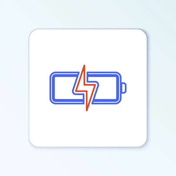 Linka Baterie Ikona Izolované Bílém Pozadí Symbol Blesku Barevný Koncept — Stockový vektor