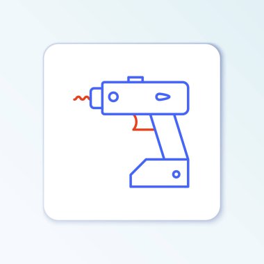 Kablosuz hat tornavida simgesi beyaz arkaplanda izole edildi. Elektrikli matkap. Tamir aleti. Renkli taslak konsepti. Vektör
