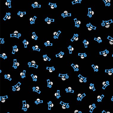 Line Smart tarım teknolojisi - Uygulama simgesindeki tarım otomasyon sistemi siyah arkaplanda izole edilmiş pürüzsüz desen. Vektör