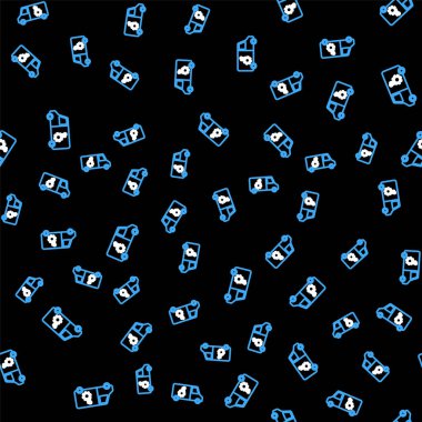 Çizgi Araba Servis simgesi siyah arkaplanda kusursuz desen izole etti. Tamirci oto tamircisi. Bakım tabelası. Vektör