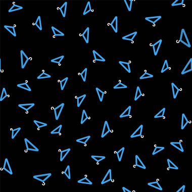 Çizgi askı giysi ikonu siyah arka planda izole edilmiş kusursuz desen. Vestiyer ikonu. Kıyafet servis sembolü. Çamaşır askı tabelası. Vektör