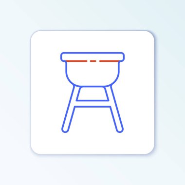 Barbekü ızgara simgesi beyaz arkaplanda izole edildi. Barbekü ızgara partisi. Renkli taslak konsepti. Vektör