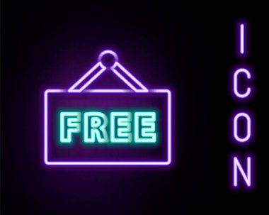 Siyah arkaplanda izole edilmiş ücretsiz bir simge ile parlayan neon satırı Price etiketi. Rozet fiyatına. Reklam etiketi indirimi. Renkli taslak konsepti. Vektör