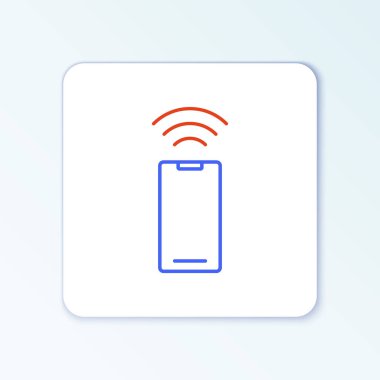 Kablosuz akıllı telefon simgesi beyaz arkaplanda izole edildi. Renkli taslak konsepti. Vektör