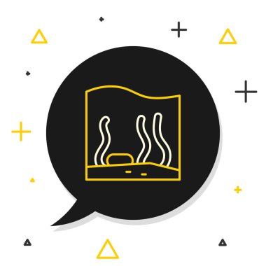 Beyaz arka planda izole edilmiş çizgi akvaryumu simgesi. Ev ve evcil hayvanlar için akvaryum. Renkli taslak konsepti. Vektör