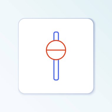 Halat balıkçılığı simgesi beyaz arkaplanda izole edildi. Balık oltası. Renkli taslak konsepti. Vektör