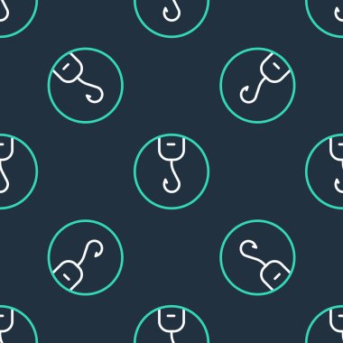 Olta oltası simgesi siyah arkaplanda izole edilmiş. Balık oltası. Vektör