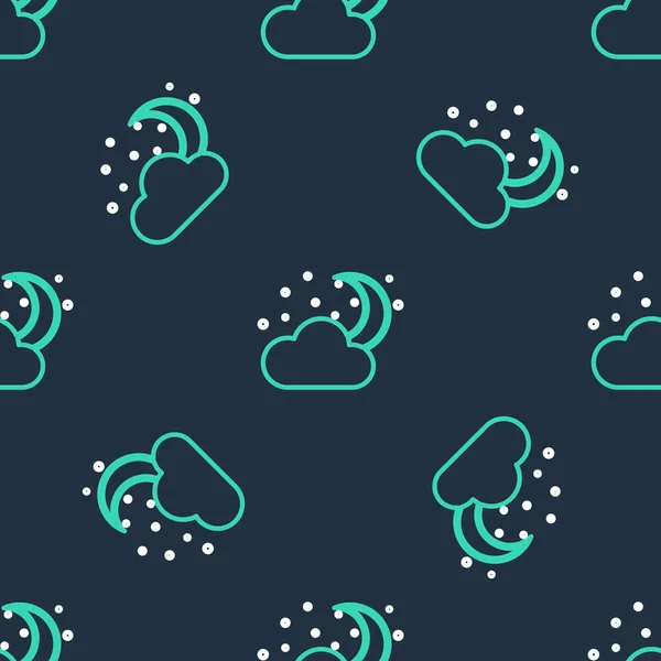 Line Cloud Avec Icône Lune Étoiles Motif Isolé Sans Couture — Image vectorielle