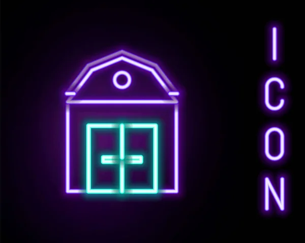 Gloeiende Neon Lijn Farm House Concept Icoon Geïsoleerd Zwarte Achtergrond — Stockvector