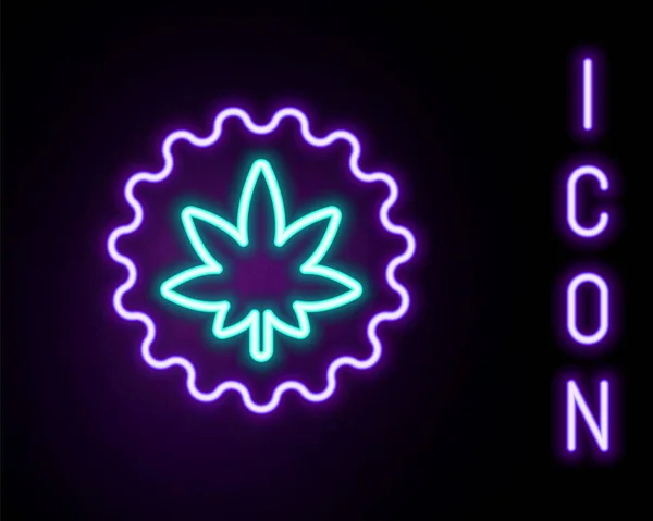 Świecąca Neonowa Linia Medyczna Marihuana Lub Ikona Liści Marihuany Odizolowana — Wektor stockowy