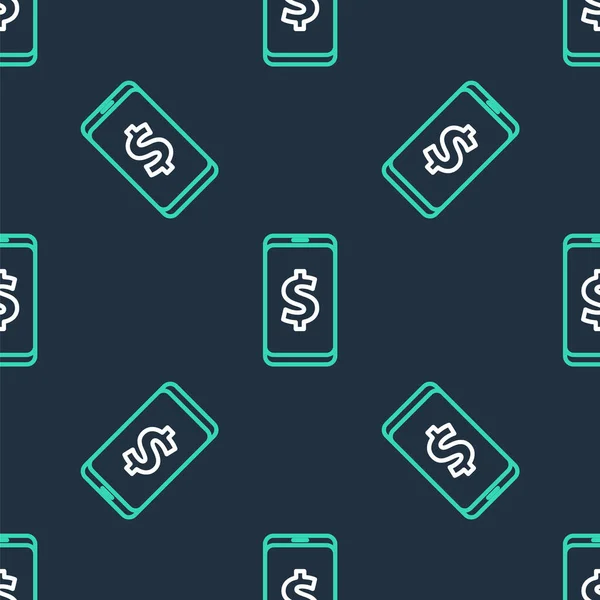 Linha Smartphone Com Símbolo Dólar Ícone Isolado Padrão Sem Costura — Vetor de Stock