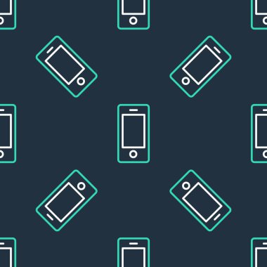 Hat Smartphone, cep telefonu simgesi siyah arkaplanda izole edilmiş pürüzsüz desen. Vektör